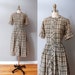1950s Dress - Brown Plaid Full Skirt 50s Shirtwaist Dress