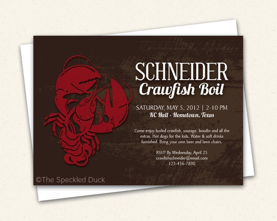 Custom "Painted Wood" Crawfish Boil Premium Invitation Il_570xn