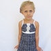 SALE - Vivienne Dress - Herringbone Print in Navy with Lace trim Girl's Dress - Handmade Children's Clothing by bitty bambu