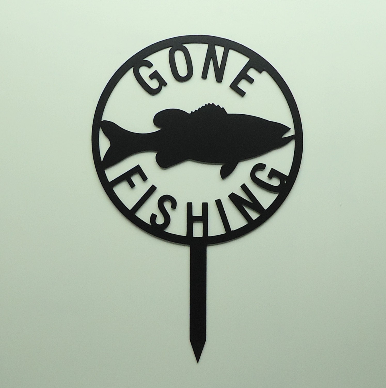 Gone Fishing Metal Art Lawn Garden Sign by KnobCreekMetalArts