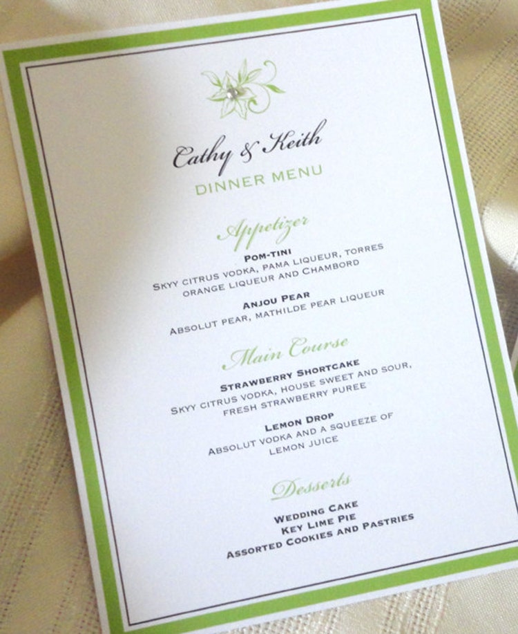 Elegant Wedding or Event Dinner Menu Wedding Dinner by ArtsyNikki