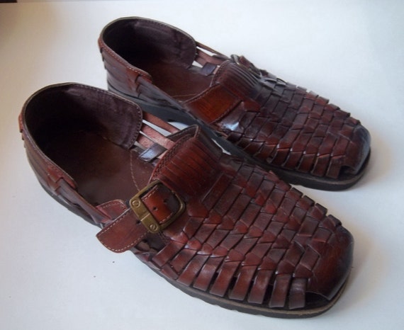 Vintage ARNOLD PALMER Mens Woven Leather Shoes Sandals size 9