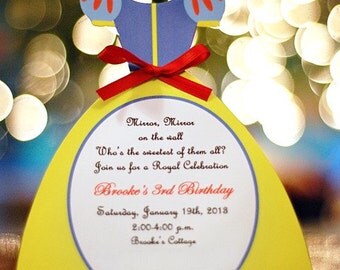10 Princess Birthday Snow White Invitations by Palm Beach Polkadots