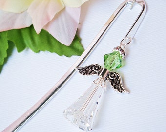 Crystal Angel Bookmark Swarovski Peridot Green Crystal Angel Bookmarker Christmas Gift