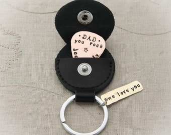 Personalized Groomsmen Gift, Best Man Gift, Personalized Guitar Pick with Keychain Case, Father's Day Gift, Gifts for Him, Hand Stamped
