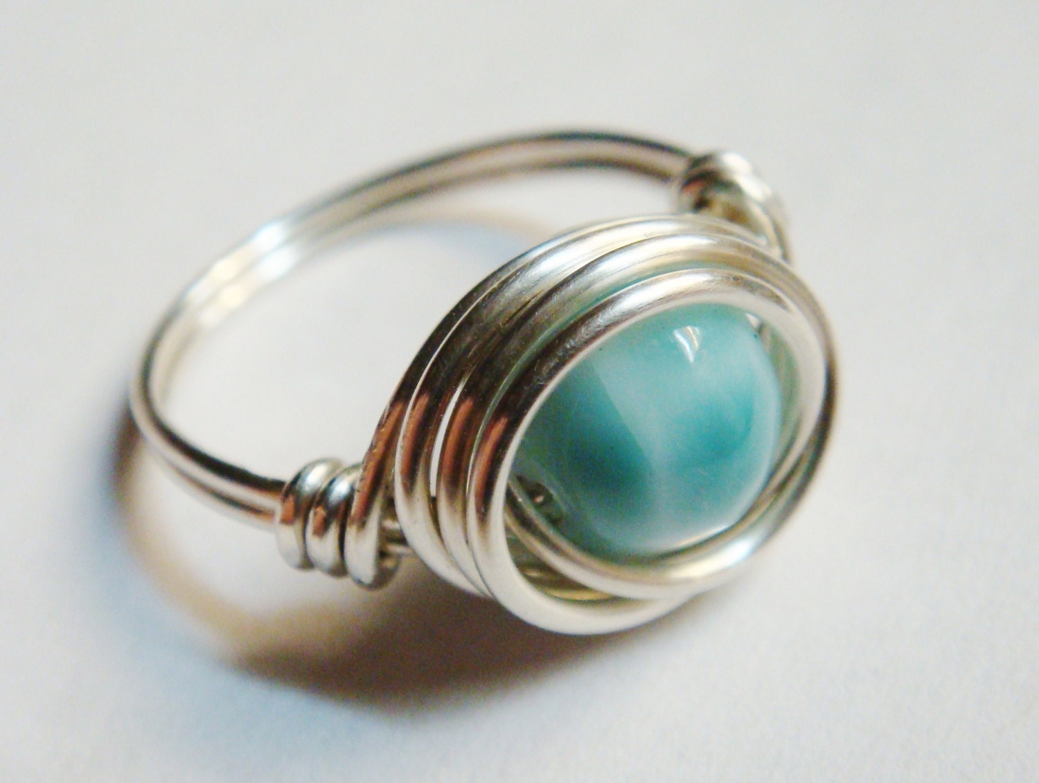 Larimar Ring Larimar Sterling Silver Ring by SpiralsandSpice