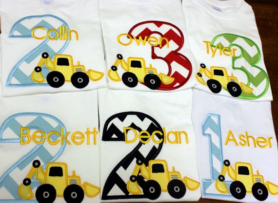 Greatstitch Chevron Digger 1st Birthday Shirt Boy 2nd Birthday shirt 3rd Birthday BOY Il_570xn