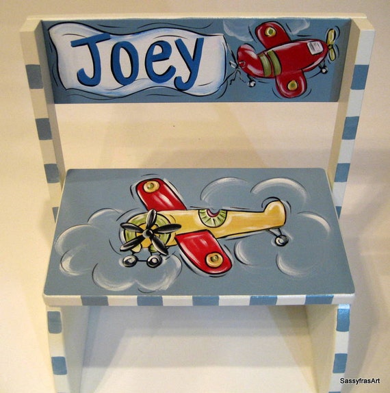 Personalized Airplane Flip Style Step Stool