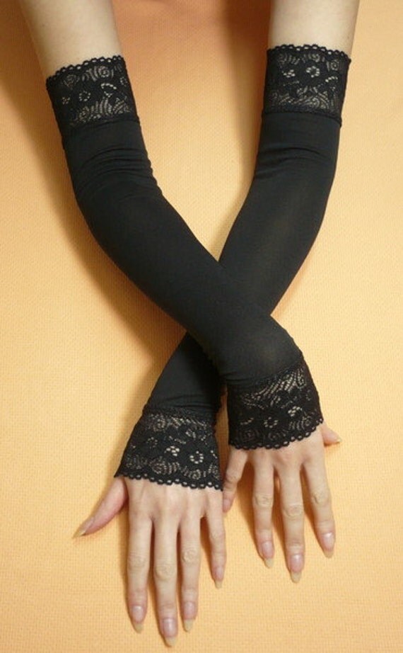 long black evening gloves plus size