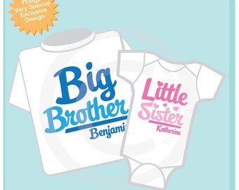 Set of Two Big Brother and Lil Little Brother Shirt