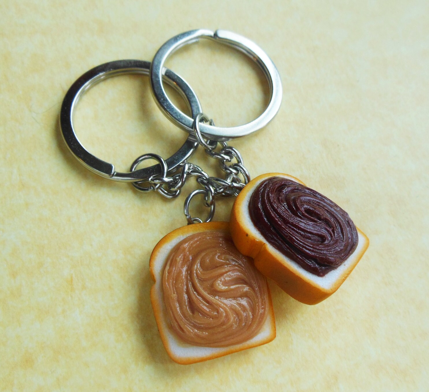 peanut butter and nutella keychains key rings best friend bff