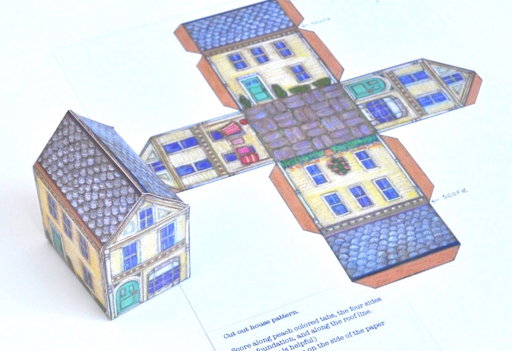 3D Paper House Template Instant download as pdf by vickismithart