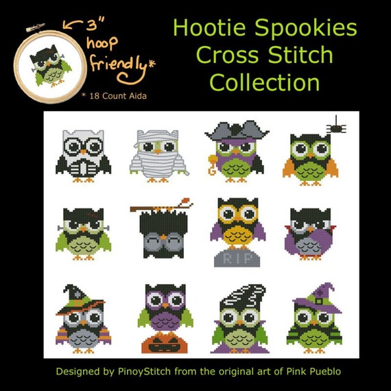 Hootie Spookies Mini Collection Cross Stitch PDF Chart