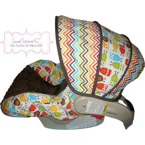 Car Seat Cover Bermuda Chevron with Owls Infant
