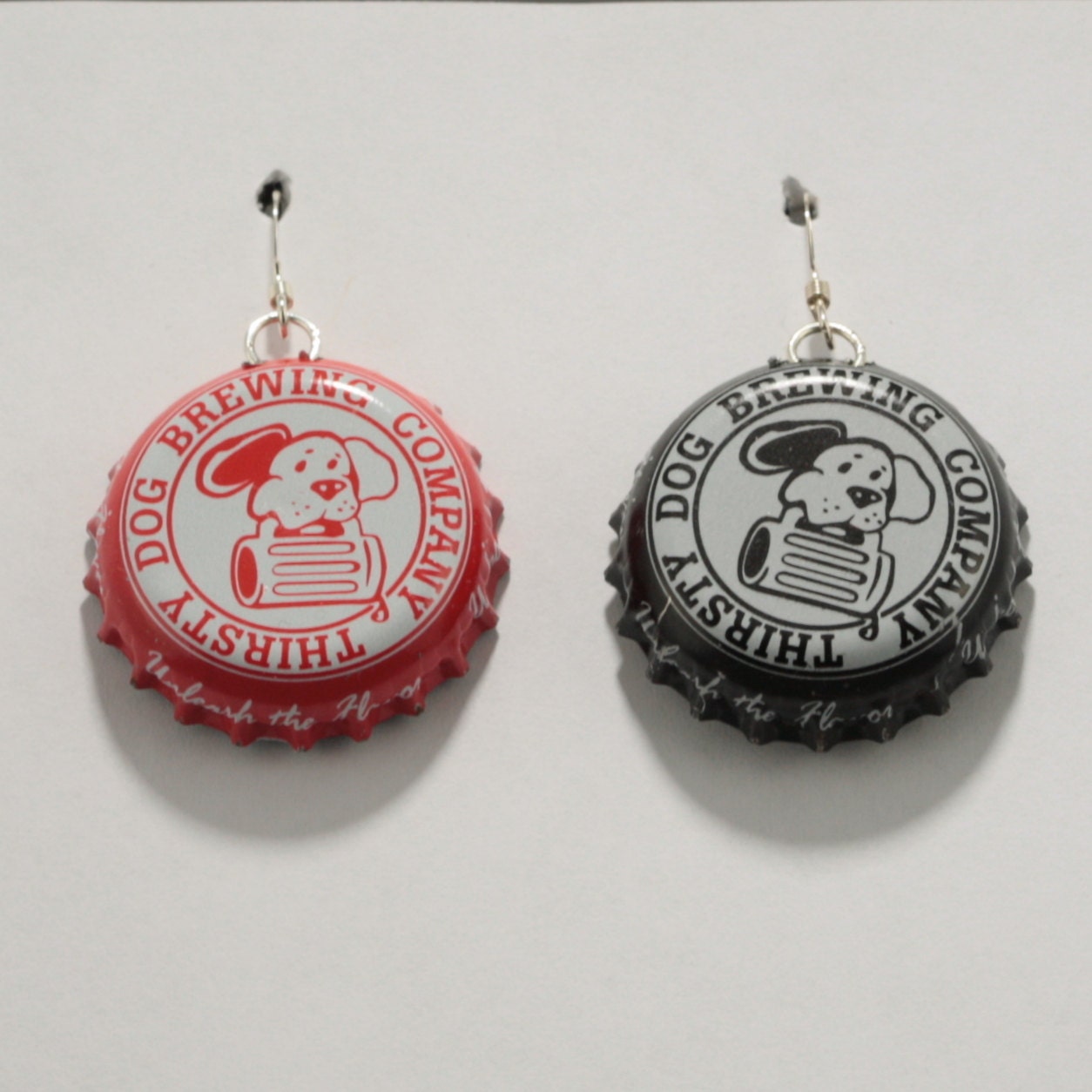 Beer Cap Earrings Thirsty Dog Brewing Company Sterling Wires