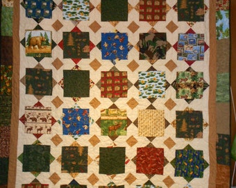 Queen size Bed Quilt Up North Hunting wild life 94