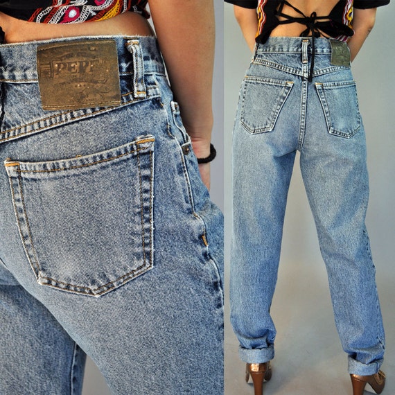 vintage 80s high waisted jeans / Acid Wash Jeans / distressed