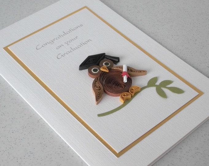 Graduation card, quilling, wise owl