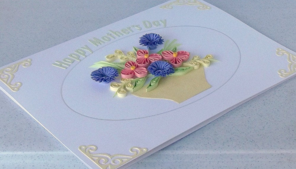 Quilled mother's day card with quilling flowers