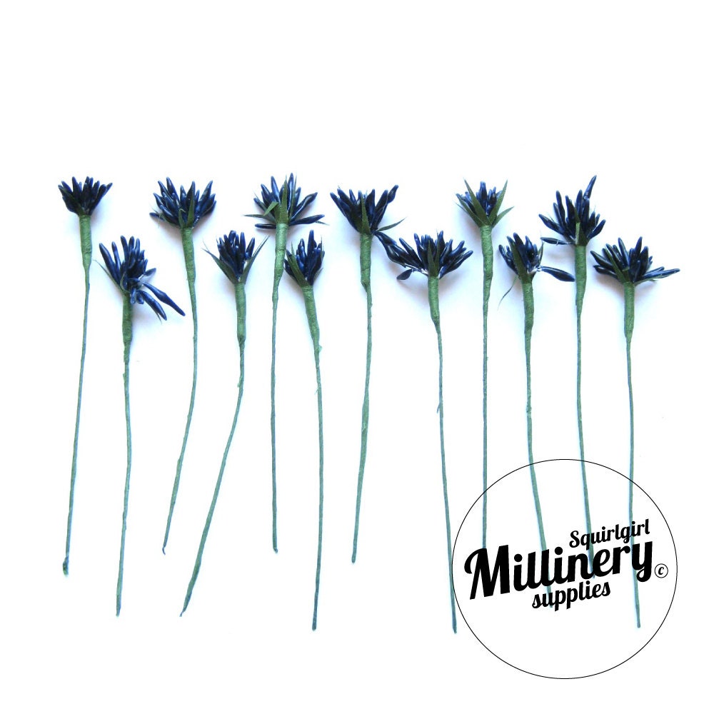 Navy Blue Spikey Bud Flower Picks / Stamens for Millinery
