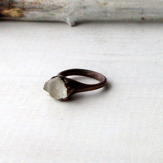 Gemstone Ring Topaz Ring Cocktail Ring Stone Ring Mineral Frosted Snow White Pebble Raw Artisan