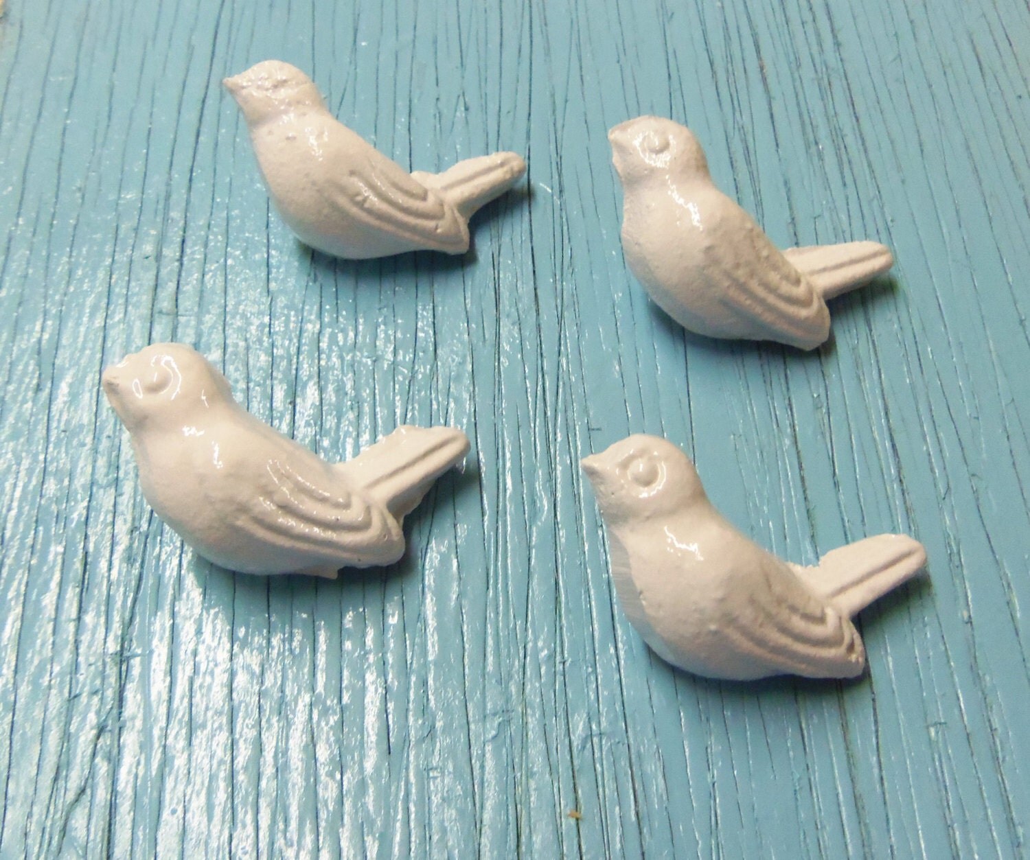 4 Bird Knobs Cast Iron Painted or Distressed You Choose Your