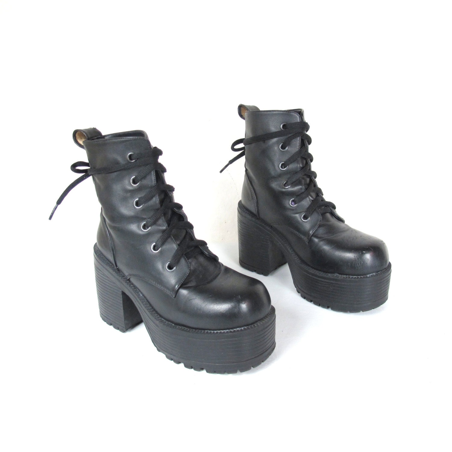 90s Club Kid Monster Platform Black Chunky Boots 6.5