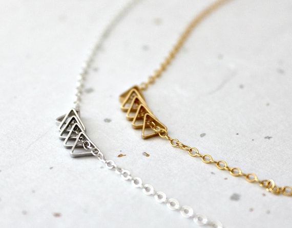 Items similar to Triangle Necklace, Geometric Jewelry, Gold Filled or