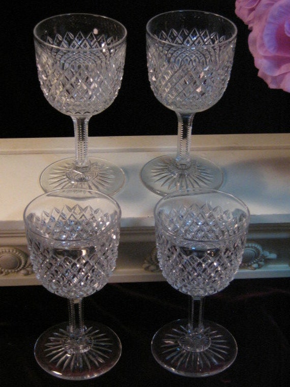 Items Similar To Vintage Antique Cut Glass Crystal Diamond Pattern Wine ...