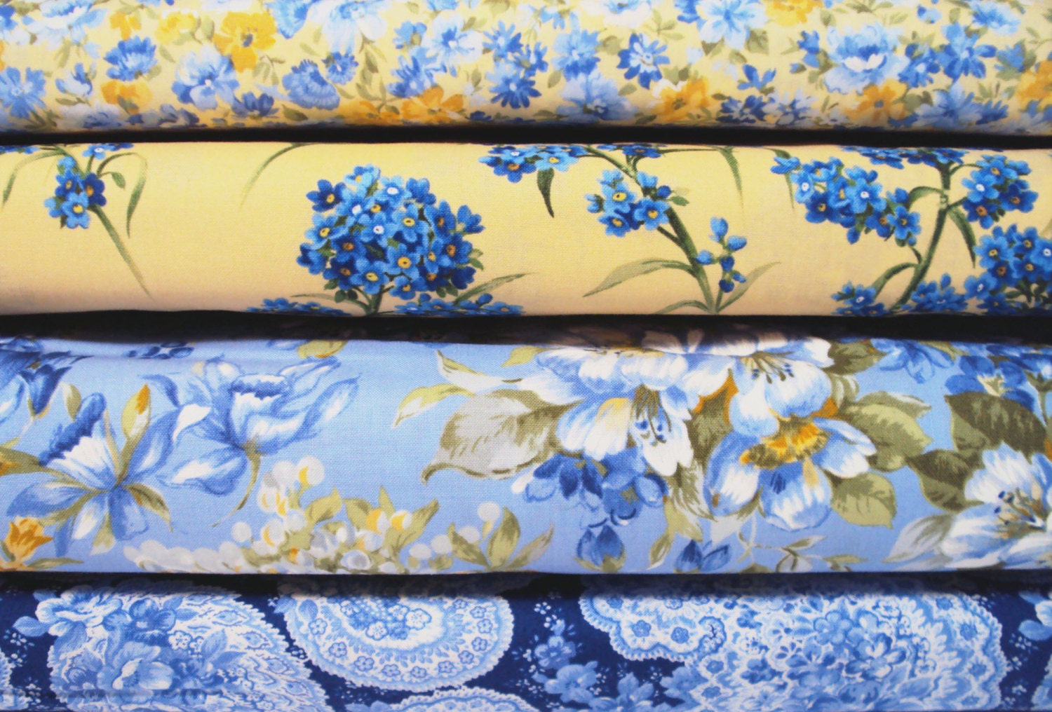 BLUE & YELLOW classic 4 Yard Bundle shabby quilt fabric Moda