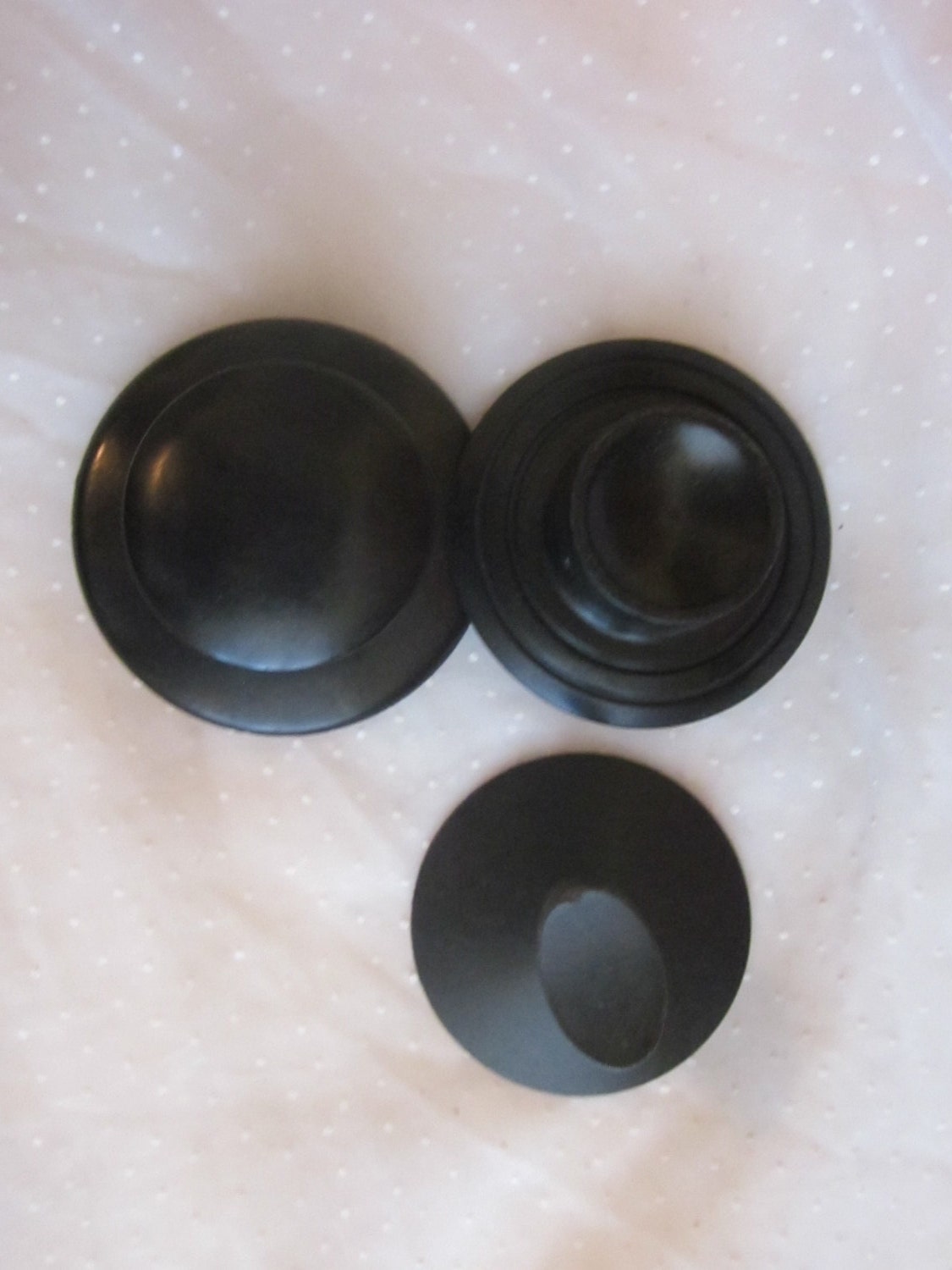 Lot of 3 Vintage Pot Lid Knobs Assorted Black Plastic