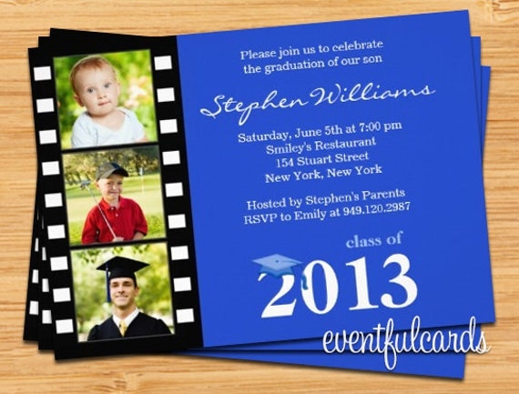 Class of 2017 High School/College Graduation Invitation Photo Card - Print at Home or E-card Il_570xn