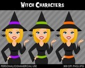 Witch Characters Digital Clip Art Graphics for Personal or Commercial Use Il_170x135