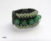 Beaded ring with green aventurine beads, OOAK Beaded ring with green aventurine beads, OOAK