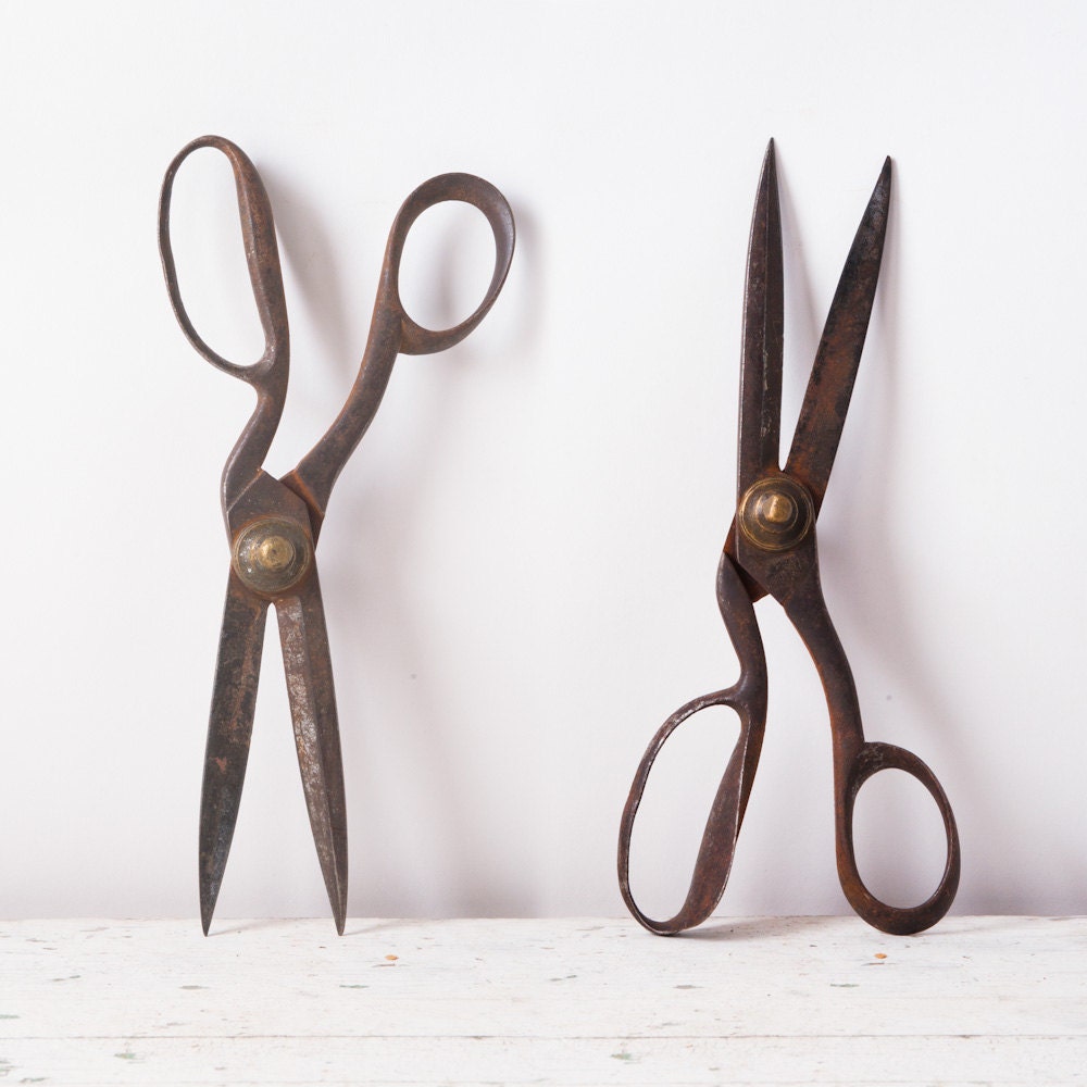 Antique Tailors Shears Scissors 19th Century Metal Long