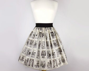 Black & White Loteria Folklorico Day of the Dead Full Skirt