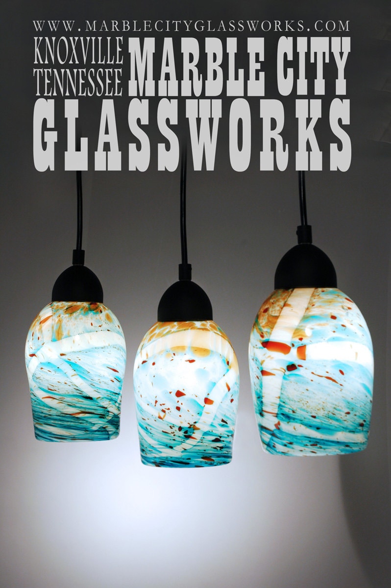 Medium 7 Pendant Light Hand Blown Glass by MarbleCityGlassworks