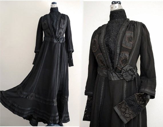 Edwardian Mourning Dress // 1900s Black Mourning Dress
