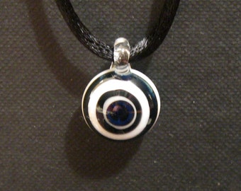 Boro Glass Pendant Lampworked Focal Bead Black & White