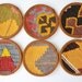 Sukan / Hand Woven - Turkish Antique Kilim Cups Coasters - 6 pcs mon. red. yellow, blue, brown