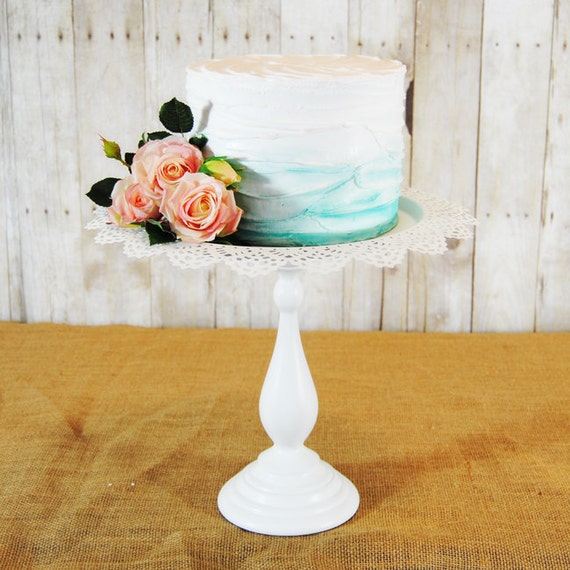 One Whimsical antiqued style Pedestal Cake Stand Any color