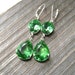 Peridot Crystal Earrings, Vintage Swarovski Crystal, Retro Dangle Earrings in Silver, August Birthstone