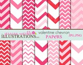 Valentine Chevron Cute Digital Papers Backgrounds for Invitations, Card Design, Scrapbooking, and Web Design Il_170x135