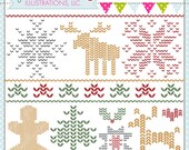 Christmas Knits Cute Digital Clipart for Commercial or Personal Use, Christmas Clipart, Christmas Graphics Il_170x135