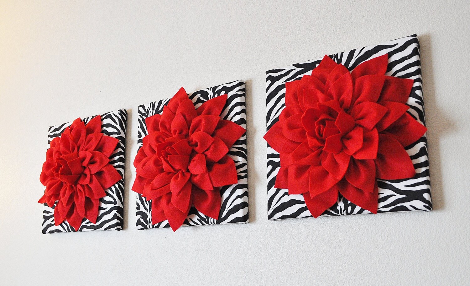 Zebra print and red flowers zebra art zebra decor zebra