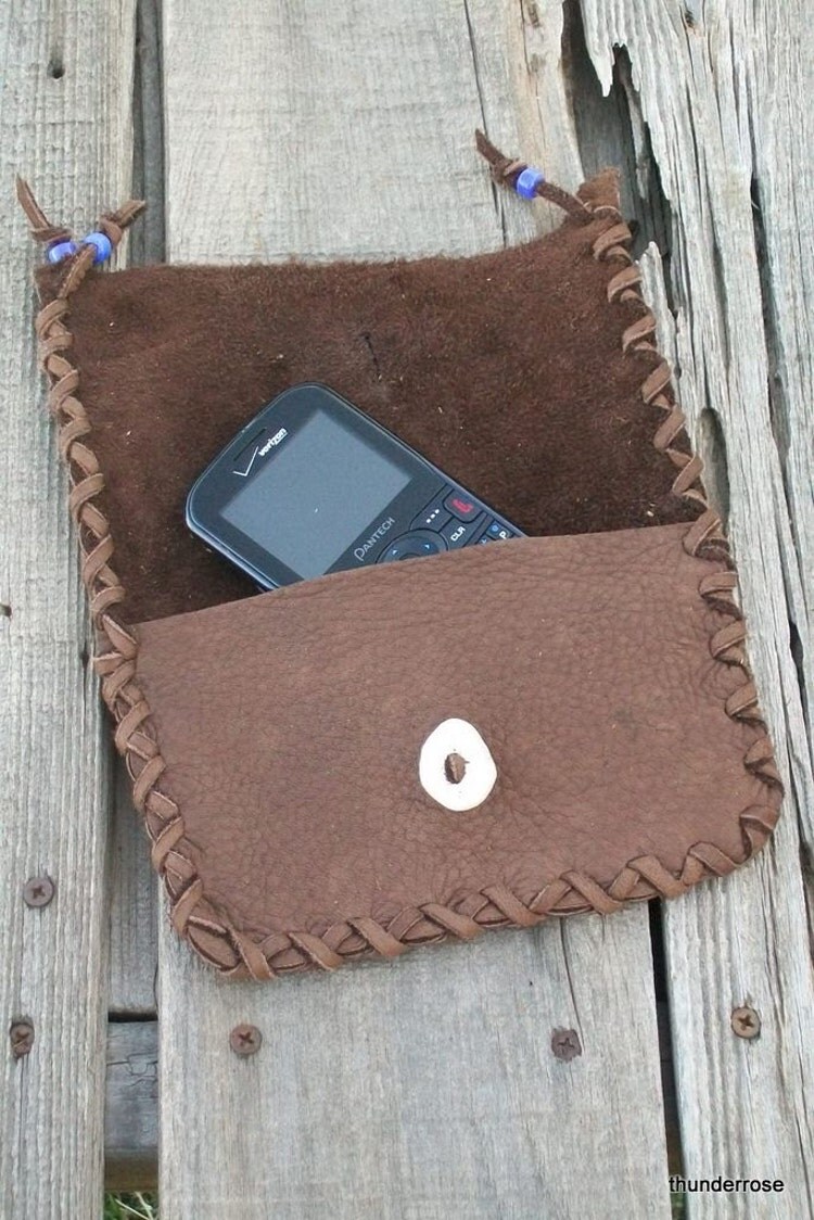 Brown leather clutch Phone case Checkbook Cover by thunderrose