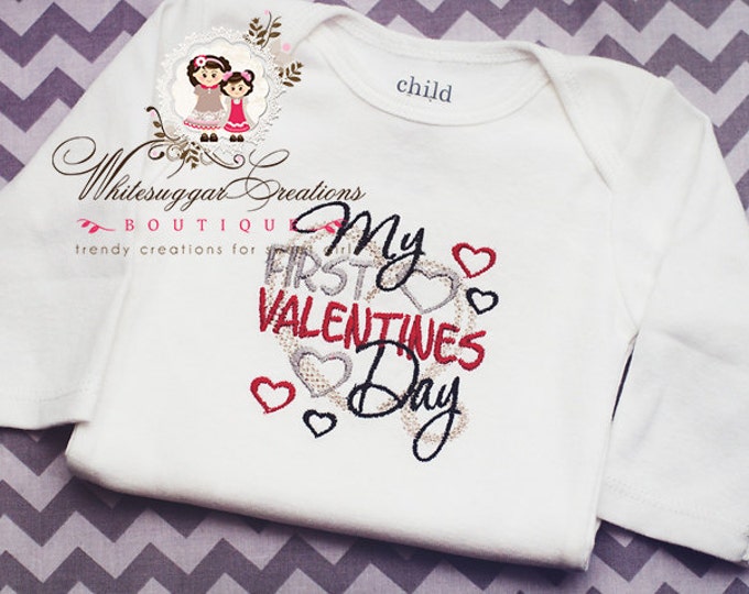 My 1st Valentines Day Outfit for Babies - Custom Valentine's Day Shirt - Baby Girl First Valentine's Day Bodysuit