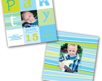 INSTANT DOWNLOAD - Birthday Invitation Photoshop Psd Photo Card Template Photographers - Bright Boy - 0560
