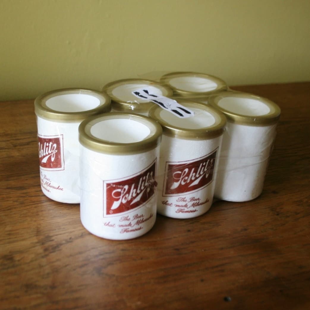 Vintage Unused 6 Pack Styrofoam Schlitz Beer Koozies
