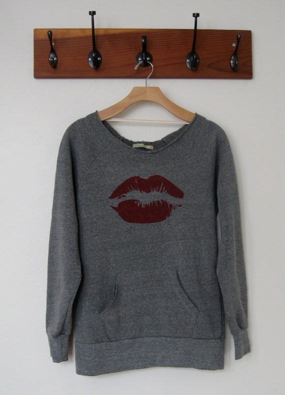 Items similar to Maniac lips sweatshirt GRAY on Etsy